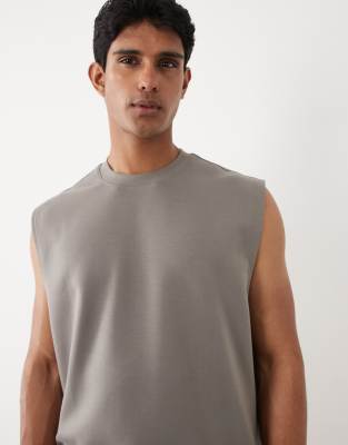 Luxe - Oversize-Tanktop aus Interlock-Jersey in Anthrazit-Grau Grau XL