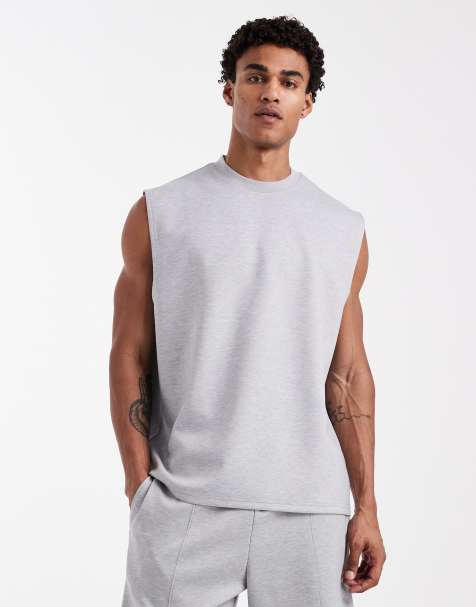 ASOS DESIGN - Luxe - Oversized gråmeleret tanktop med interlock-syninger - Del af sæt - view 1
