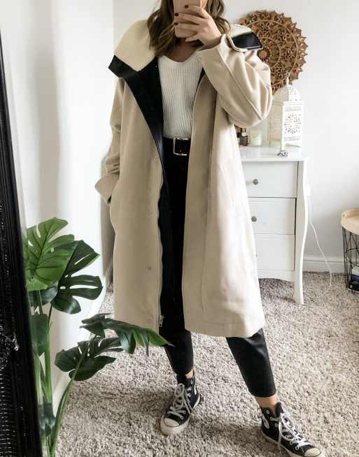 ASOS DESIGN luxe - Oversized parka i cremefarve