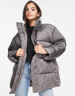 ASOS DESIGN luxe oversized puffer jacket in charcoal