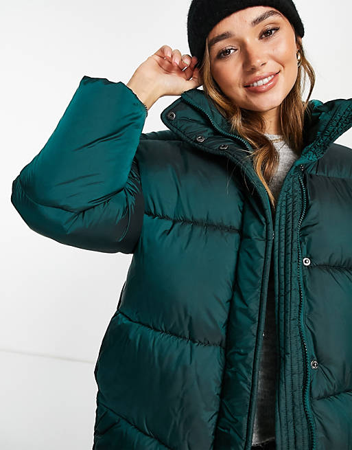 Women luxe oversized puffer jacket in emerald 