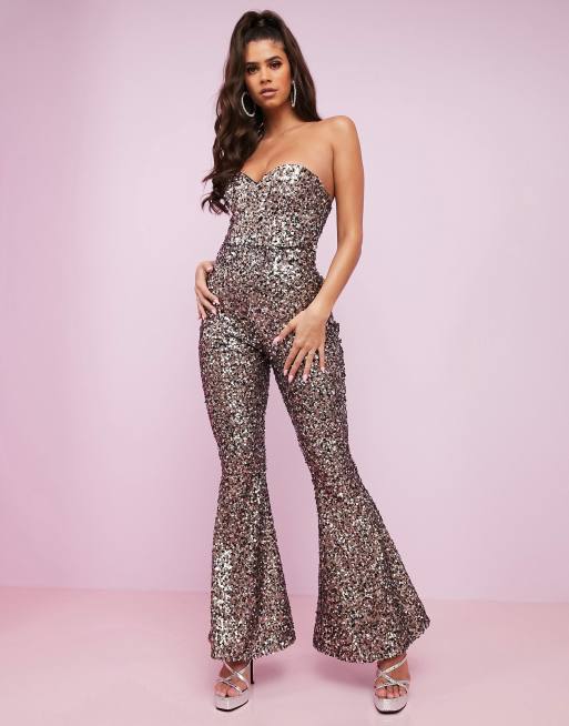 ASOS DESIGN Luxe sequin high waisted flare trousers | ASOS