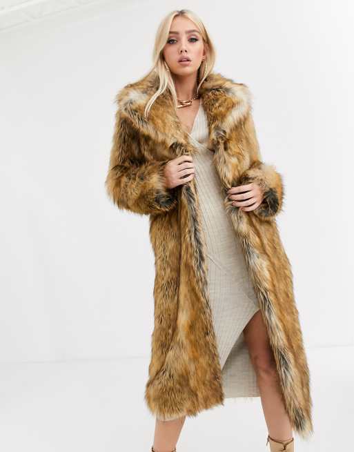 Asos faux fur overcoat discount