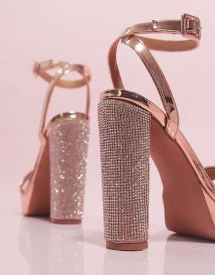 gold barely there platform heels