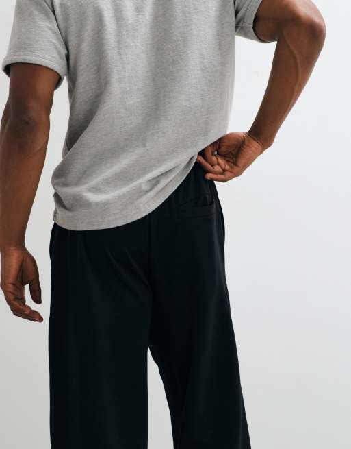 ASOS DESIGN luxe wide leg jogger in black, 3 of 5