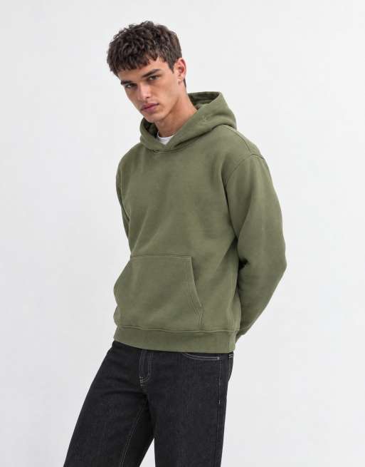 ASOS DESIGN luźna bluza z kapturem ze wzorem w kolorze khaki - khaki, 6 z 9