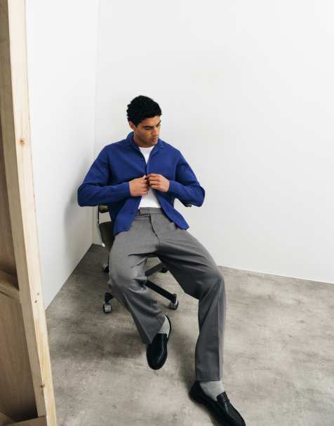 ASOS DESIGN luźna, kompaktowa dzianinowa koszula wierzchnia w kolorze niebieskim - view 1