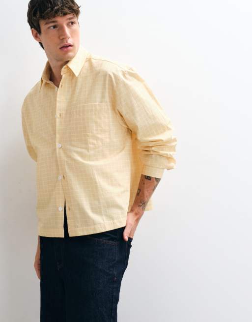 ASOS DESIGN luźna koszula oversize w drobną kratkę w kolorze żółtym, 5 z 5