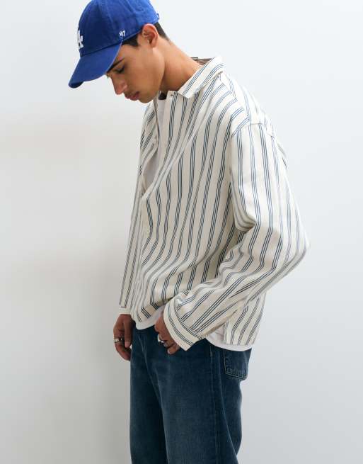 ASOS DESIGN luźna koszula oversize w paski w kolorze kremowym, 2 z 5