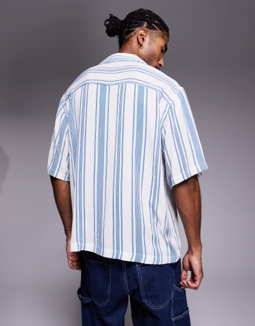 ASOS DESIGN – Luźna koszula w niebieskie paski zakładana przez głowę, 4 z 5
