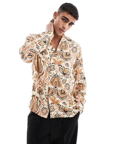 ASOS DESIGN – Luźna koszula z kołnierzykiem kubańskim w kwiatowy wzór - view 1