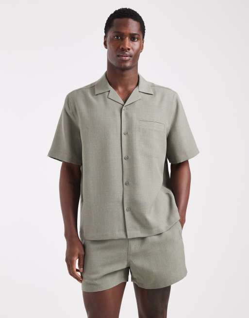 ASOS DESIGN – Lnianopodobny zestaw w kolorze khaki, 3 z 3