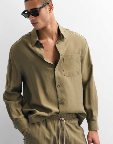 ASOS DESIGN – Luźna luźna koszula w kolorze khaki, część zestawu - view 1
