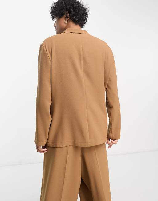 ASOS DESIGN – Luźna marynarka garniturowa oversize z krepy w kolorze tabaki , 3 z 5