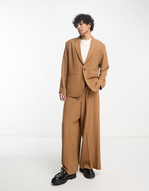 ASOS DESIGN – Luźna marynarka garniturowa oversize z krepy w kolorze tabaki , 5 z 5