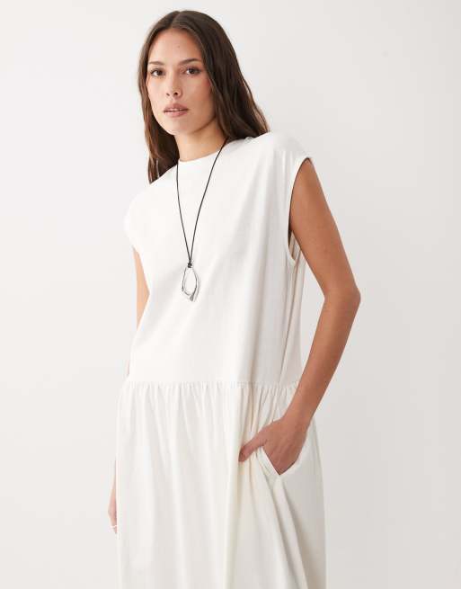 ASOS DESIGN – Luźna sukienka midi w neutralnym kolorze, 2 z 4