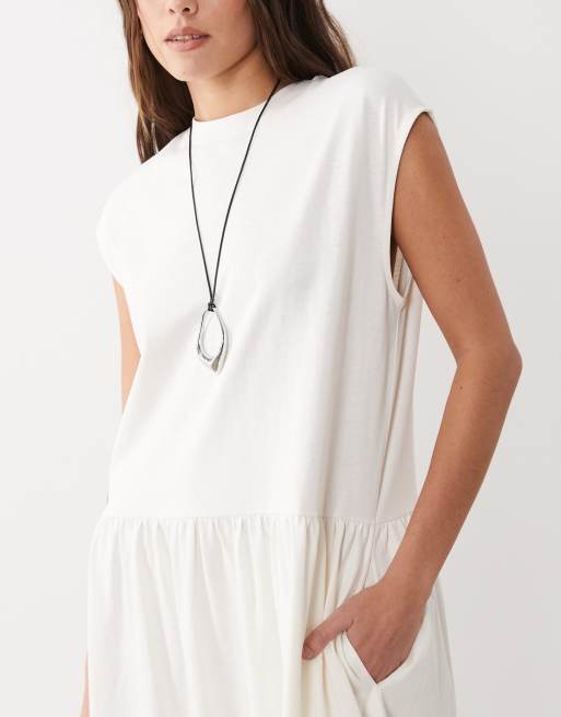 ASOS DESIGN – Luźna sukienka midi w neutralnym kolorze, 3 z 4