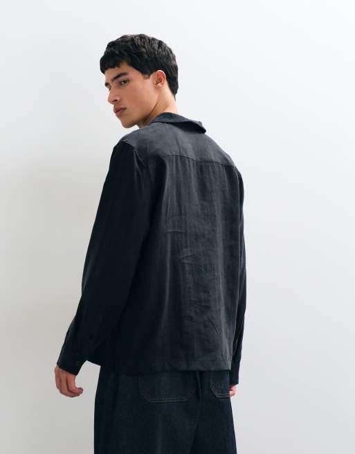 ASOS DESIGN luźna, zwiewna koszula z kołnierzem szalowym w czerni, 5 z 5