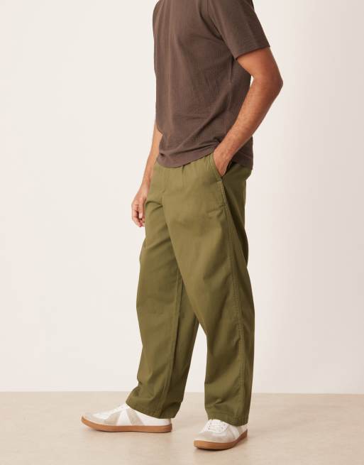 ASOS DESIGN luźne chinosy khaki z zakładkami, 3 z 5