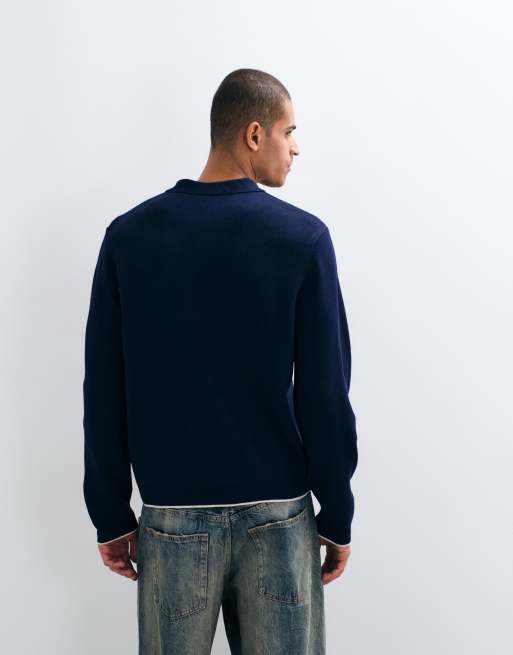 ASOS DESIGN luźne dzianinowe polo z nadrukiem w kolorze granatowym, 5 z 5