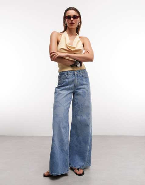 ASOS DESIGN – Luźne jeansy o fasonie boyfriend, w kwiatowy wzór - view 1