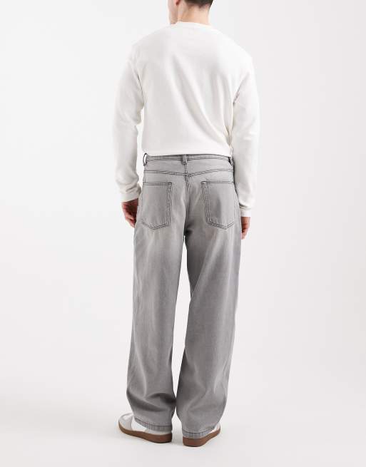 ASOS DESIGN Luźne jeansy w spranym szarym kolorze, 3 z 5