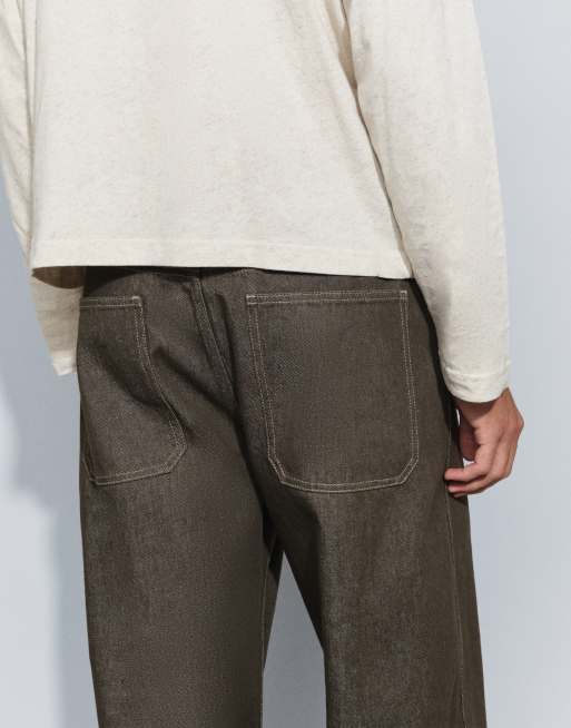 ASOS DESIGN luźne jeansy w surowym khaki, 4 z 5