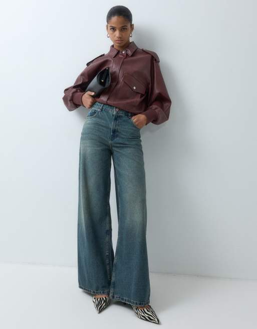 ASOS DESIGN luźne jeansy z szerokimi nogawkami w spranym wykończeniu, 1 z 5