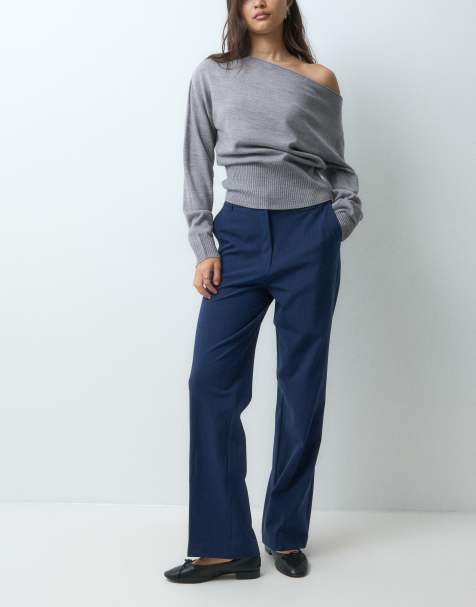 ASOS DESIGN luźne spodnie o prostych nogawkach w kolorze granatowym - view 1