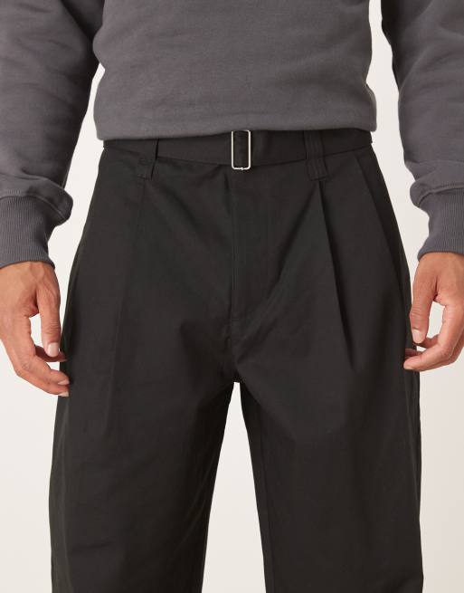 ASOS DESIGN luźne spodnie w czerni z paskiem - BLACK, 5 z 5
