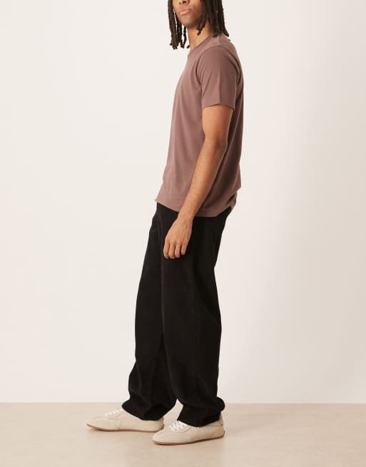 ASOS DESIGN luźne spodnie z czarnego sztruksu - BLACK, 3 z 5