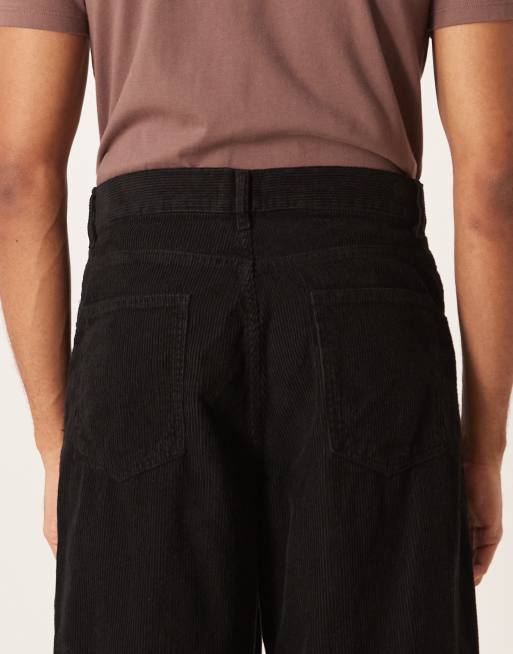 ASOS DESIGN luźne spodnie z czarnego sztruksu - BLACK, 4 z 5