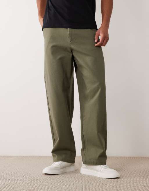 ASOS DESIGN luźne spodnie z płótna w kolorze khaki, 5 z 5