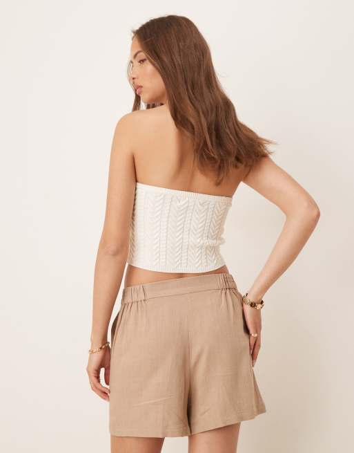 ASOS DESIGN – Luźne szorty z dodatkiem lnu w kolorze mokki, 5 z 5