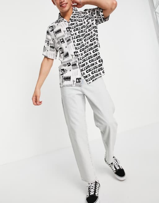ASOS DESIGN – Luźne wybielone jeansy z krótszymi nogawkami i postrzępionymi brzegami