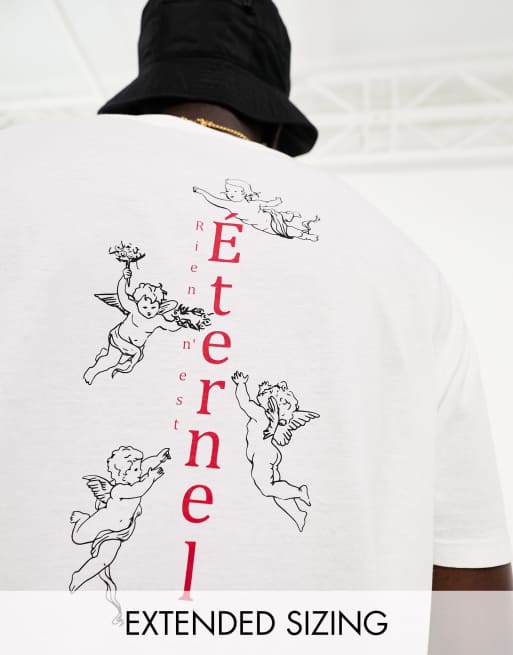 ASOS DESIGN – Luźny biały T-shirt z nadrukiem i napisem „Eternal”