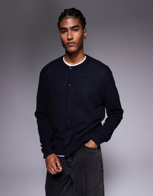 ASOS DESIGN – Luźny granatowy kardigan z okrągłym dekoltem