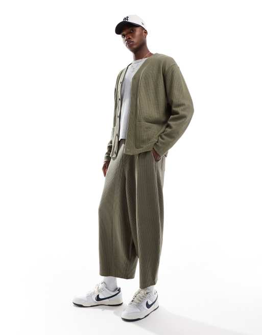 ASOS DESIGN – Luźny kardigan z dżerseju w kolorze khaki, 3 z 4