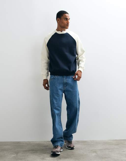 ASOS DESIGN luźny raglanowy model z kontrastowymi detalami w kolorze kremowym, 2 z 5
