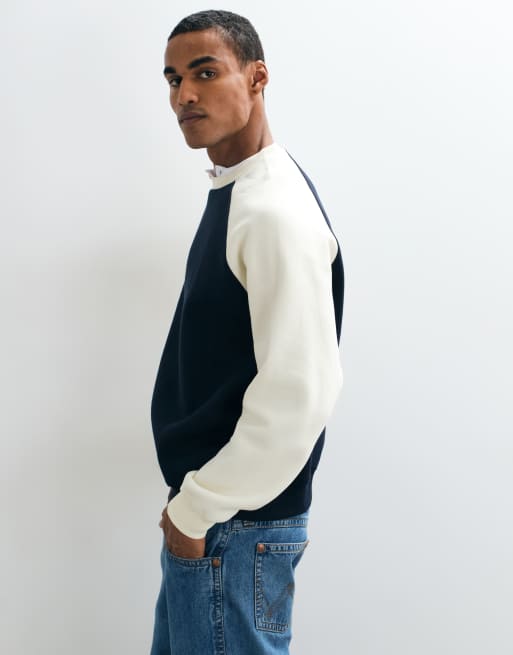 ASOS DESIGN luźny raglanowy model z kontrastowymi detalami w kolorze kremowym, 3 z 5