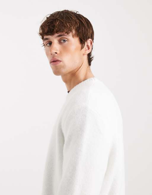 ASOS DESIGN – Luźny sweter dzianinowy z okrągłym dekoltem w kolorze ecru, 4 z 5