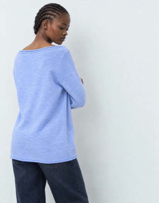 ASOS DESIGN luźny sweter z odkrytymi ramionami w niebieskim kolorze, 8 z 8