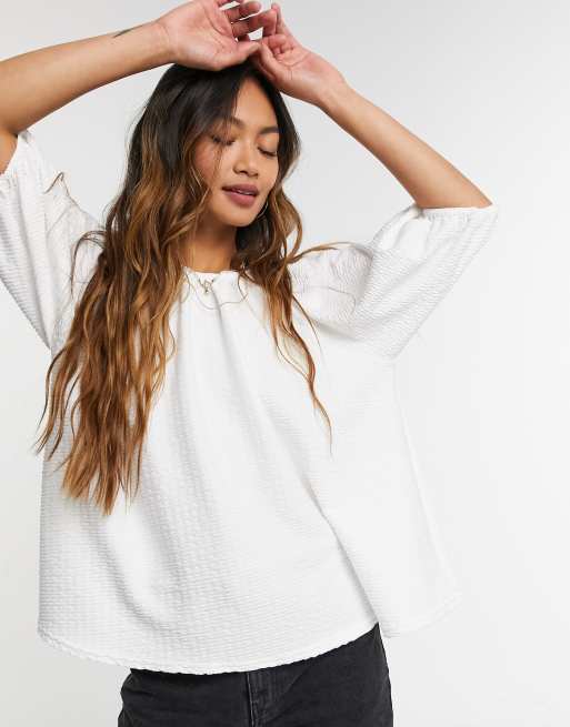 ASOS DESIGN – Luźny top trapezowy z teksturowanego białego materiału