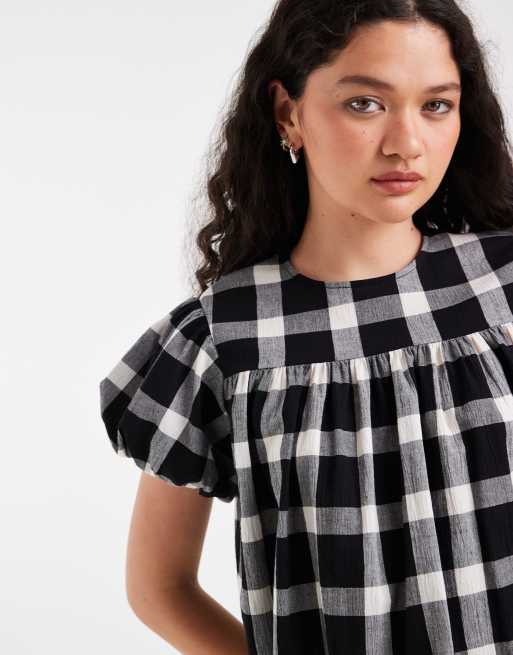ASOS DESIGN – Luźny top w stylu babydoll z bufkami w kratę, 4 z 4