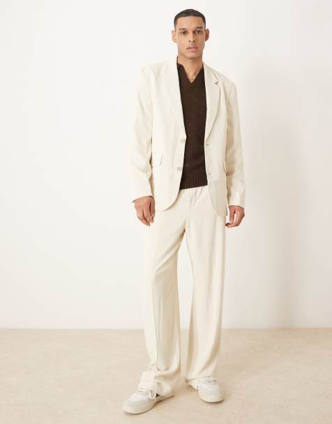 ASOS DESIGN – Luźny zestaw garniturowy w jasnym odcieniu ecru - view 1