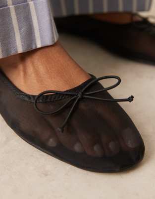 Asos Design Lynette High Vamp Ballet Flats In Black
