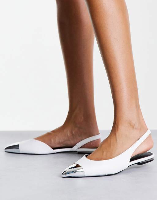 ASOS DESIGN - Lynsey - Slingback ballerina's in wit