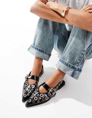 ASOS DESIGN - Lynx - Mary-Jane-Ballerinas in Schwarz