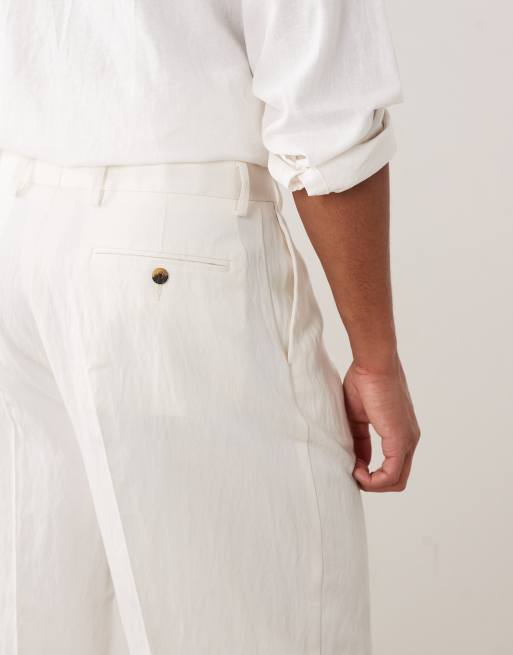 ASOS DESIGN lyocell rich wide leg pants in cream, 4 of 7