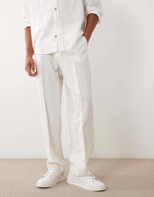ASOS DESIGN lyocell rich wide leg pants in cream, 5 of 7